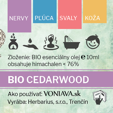 EO Organický Céder etiketa Voniava