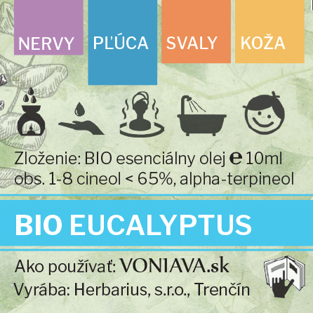 EO Organický EUKALYPTUS RADIATA etiketa Voniava