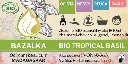 EO Organická BAZALKA etiketa Voniava