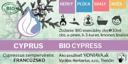 EO Organický CYPRUS etiketa Voniava